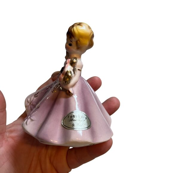 Vintage Josef Originals February Birthday Girl Doll Figurine Porcelain Dress - Picture 2 of 10